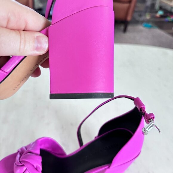 Rebecca Minkoff Fuchsia Knot Block Heel Sandals - Picture 4 of 11